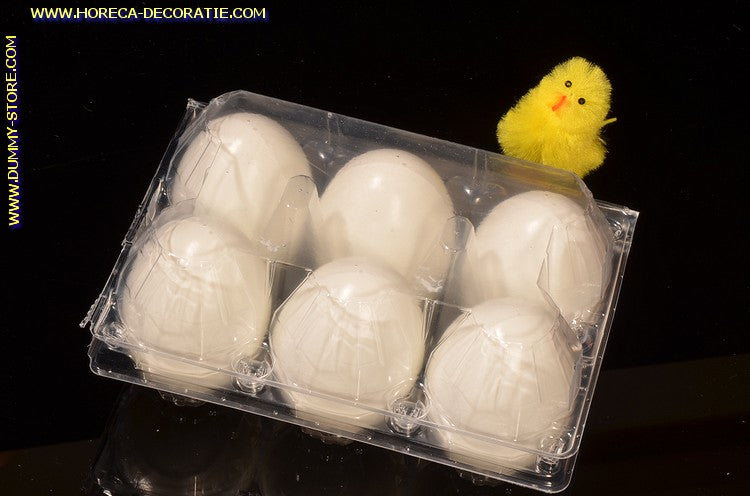 Box of 6 eggs WHITE (decoration) - 45x65 mm dummy decoration