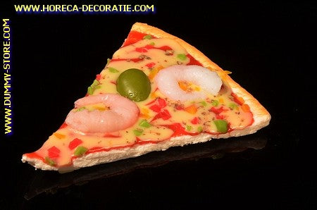 Pizza, slice, shrimps and olives - dummy