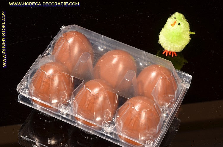 Box with 6 eggs chocolate brown (decoration) - 45x65 mm