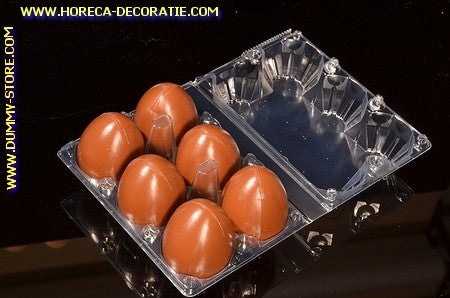 Box with 6 eggs chocolate brown (decoration) - 45x65 mm