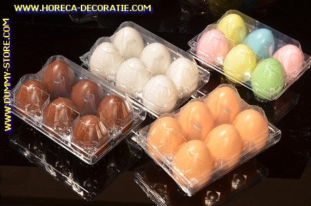 4 boxes with 6 plastic eggs (decoration) - 45x65 mm dummy imitation