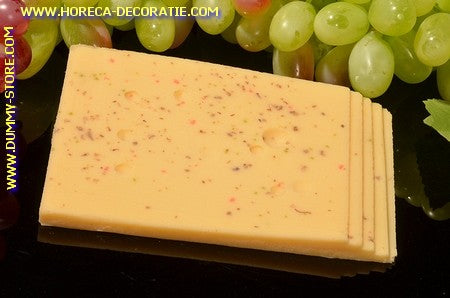 Cumin cheese, 5 slices 15x10 cm H: 1 cm - dummy - imitation - fake