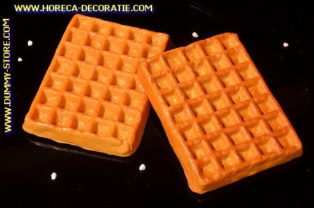 Belgian waffle, 2 pieces - 120 x 90 mm - bread dummy dummy - imitation