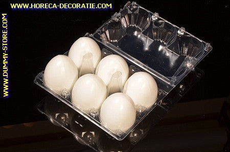 Box of 6 eggs WHITE (decoration) - 45x65 mm dummy decoration