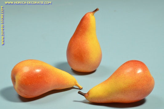 Pears, yellow/red, large 3 pieces (decoration) 13x7 cm