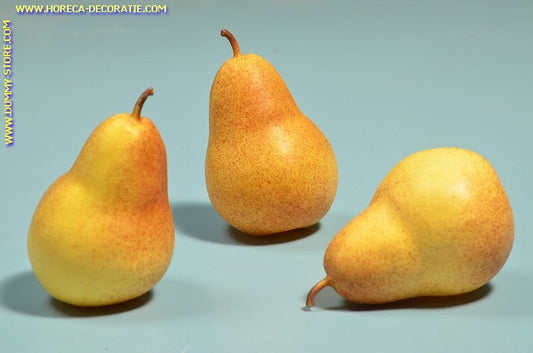 Pears, yellow/red, medium, 3 pieces (decoration) 11x7 cm