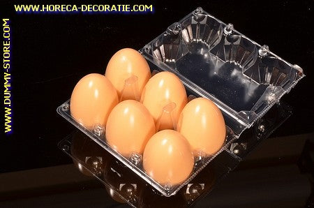 Box of 6 eggs BROWN (decoration) - 45x65 mm dummy - imitation
