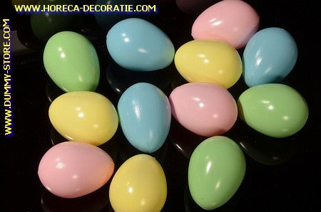 Decoration Eggs, COLORED, assorted, 12 pieces - 45x65 mm dummy imitation
