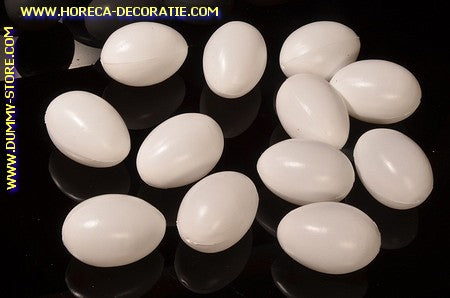 Decoration Eggs, white, 12 pieces - 45x65 mm dummy imitation