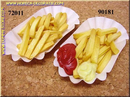 French fries with mayo and ketchup, 5x9.5x4.5 cm - imitation